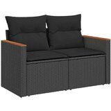 vidaXL Vrtna sedežna garnitura z blazinami 9-delna črn ratan/akacija | Shoptok.si