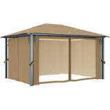  Sjenica sa zastorom 400 x 300 cm smeđe-siva aluminijska | shoptok.hr