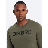 Ombre Classic men's sweatshirt with inscription - dark olive | Shoptok.si