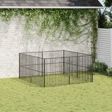 vidaXL Pasja ograda 8 panelov črno pocinkano jeklo - - črna - 22.8 - 200 x 200 x 100 cm - 2025- | Shoptok.si