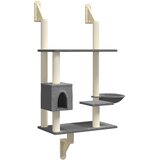  Zidna penjalica za mačke sa stupom za grebanje tamnosiva 153 cm | shoptok.hr