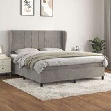  Box spring postelja z vzmetnico svetlo siva 160x200 cm žamet, (20902373) Cene