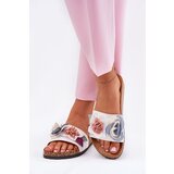 Boto Women Slippers With Flowers On Cork Platform White Zinrosa | ePonuda.com