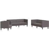 vidaXL Komplet Chesterfield kavčev 3-delna sivo umetno usnje, (21746617) Cene