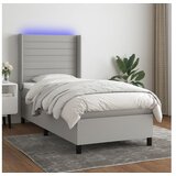  Krevet box spring s madracem LED svjetlosivi 100x200 cm tkanina | shoptok.hr