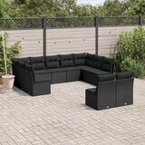  11-dijelni set vrtnih sofa od poliratana s jastucima crni | shoptok.hr