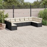 vidaXL 10-dijelni set vrtnih sofa s jastucima crni od poliratana | shoptok.hr