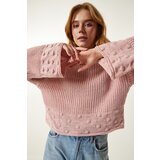 Happiness İstanbul Women's Powder Turtleneck Textured Seasonal Knitwear Sweater Cene