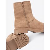 Shelvt Caramel ankle boots with decorative gold buckles | Shoptok.si