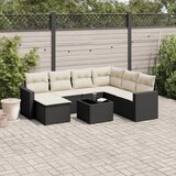 Maison Chic Seti vrtnega pohištva - Vrtna garnitura - Vrtni pohištvo set 8-delna z blazinami črn poli ratan, (21799735) | Shoptok.si