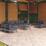 Maison Chic Seti vrtnega pohištva - Vrtna garnitura - Vrtni pohištvo set 9-delna z blazinami trdna borovina, (21798294) | Shoptok.si