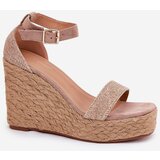 Boto Wedge Sandals For Women With Braiding Khaki Adelio | Shoptok.si