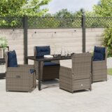  5-delni vrtni jedilni set s sivim poli ratanom, (22087376) | Shoptok.si