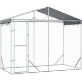 Vanjski kavez za pse s krovom srebrni 3 x 1,5 x 2,5 m čelični | shoptok.hr