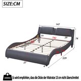 Lumor Dvoposteljna postelja iz umetnega usnja 140x200 cm z LED osvetlitvijo in letveno podlago – črna, (22151454) | Shoptok.si
