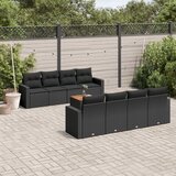 Maison Chic Seti vrtnega pohištva - Vrtna garnitura - Vrtni pohištvo set 9-delna z blazinami črn poli ratan, (21804307) | Shoptok.si