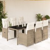 vidaXL 7-dijelni vrtni bistro set od poliratana s jastucima smeđi | shoptok.hr
