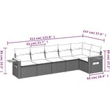  6-dijelni set vrtnih sofa s jastucima crni od poliratana | shoptok.hr