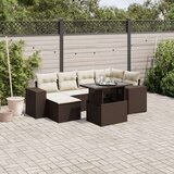 vidaXL 7-dijelni set vrtnih sofa od poliratana s jastucima smeđi | shoptok.hr
