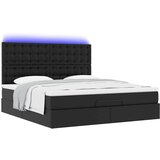 vidaXL Otomanski posteljni okvir z vzmetnico črn 180x200 cm um. usnje | Shoptok.si
