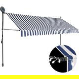 vidaXL Ročno zložljiva tenda z LED lučkami 350 cm modra in bela, (20728819) | Shoptok.si