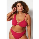 Trendyol Curve Plus Size Bikini Top - Pink - Textured | shoptok.hr