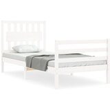 The Living Store Posteljni okvir z vzglavjem bel 90x200 cm trden les - Posteljni Okvir, (21524342) | Shoptok.si