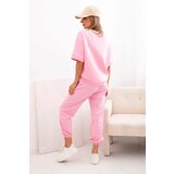 Kesi Włoski Women's viscose set with short sleeves and trousers light pink | shoptok.hr