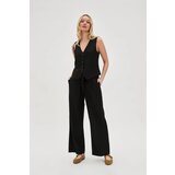 Marisse Black Linen Wide-Leg Trousers Cene