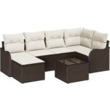 vidaXL 6-dijelni vrtni kauč set s jastucima sivi Poli Ratan, 2-sjedalo vrtni kauč s pohranom i jastucima smeđi Poli Ratan | shoptok.hr