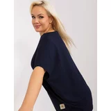 Fashionhunters Navy blue blouse plus size loose-fitting