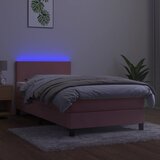  Krevet box spring s madracem LED ružičasti 90x200 cm baršunasti | shoptok.hr