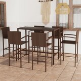 vidaXL Vrtna barska garnitura 7-delna poli ratan rjava | Shoptok.si