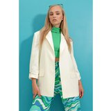 Trend Alaçatı Stili Women's Ecru Lined Button Detailed Blazer Woven Jacket Cene