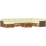  Set vanjskih sofa 9 kom. Prirodna i krem Čvrsto drvo akacije | shoptok.hr