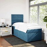 vidaXL Box spring postelja z vzmetnico modra 90x190 cm žamet, (21305386) | Shoptok.si
