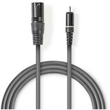 Nedis COTH15205GY30 Unbalanced Audio Cable XLR 3-Pin muski na RCA muski, 3m, PVC, Dark Grey | ePonuda.com