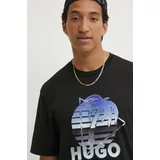 Hugo Blue Bombažna kratka majica moška, črna barva, 50519047
