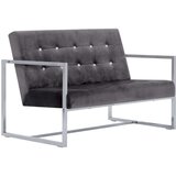 Maison Chic kavč - Sofa - Kanape dvosed z naslonjali za roke temno siv krom in žamet, (21727858) | Shoptok.si