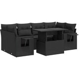 Maison Chic Seti vrtnega pohištva - Vrtna garnitura - Vrtni pohištvo set 7-delna z blazinami črn poli ratan, (21803104) | Shoptok.si