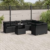  10-dijelni set vrtnih sofa s jastucima crni od poliratana Crna 100 x 55 x 73 cm | shoptok.hr