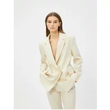 Koton Oversized Blazer Jacket, Double Breasted With Buttons