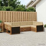  Set vanjskih sofa 6 kom. Prirodna i bež Čvrsto drvo akacije | shoptok.hr