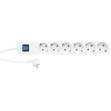 REV Produžni kabel s utičnicama (6-struko, Bijelo-sive boje, Dužina kabela: 1,4 m, 3.500 W, Prekidač za uključivanje / isključivanje) u