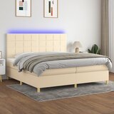 Maison Chic Box spring postelja - Vzmetna postelja z vzmetnico LED krem 200x200 cm blago SL16163, (21896150) | Shoptok.si