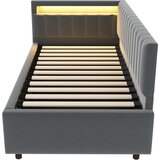 Lumor Postelja s predalom 90x200 cm z LED - tkanina iz žameta - siva, (22156235) | Shoptok.si