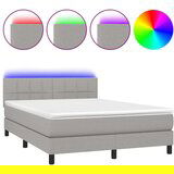  Box spring postelja z vzmetnico LED sv. siva 140x200 cm blago, (20930222) | Shoptok.si