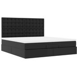 vidaXL Otomanski posteljni okvir z vzmetnicami črn 200x200cm um. usnje | Shoptok.si