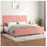  Posteljni okvir z vzglavjem roza 200x200 cm žamet | Shoptok.si