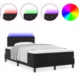 vidaXL Kovinska postelja z vzmetnico & LED Črna 120x190 cm Žamet | Shoptok.si
